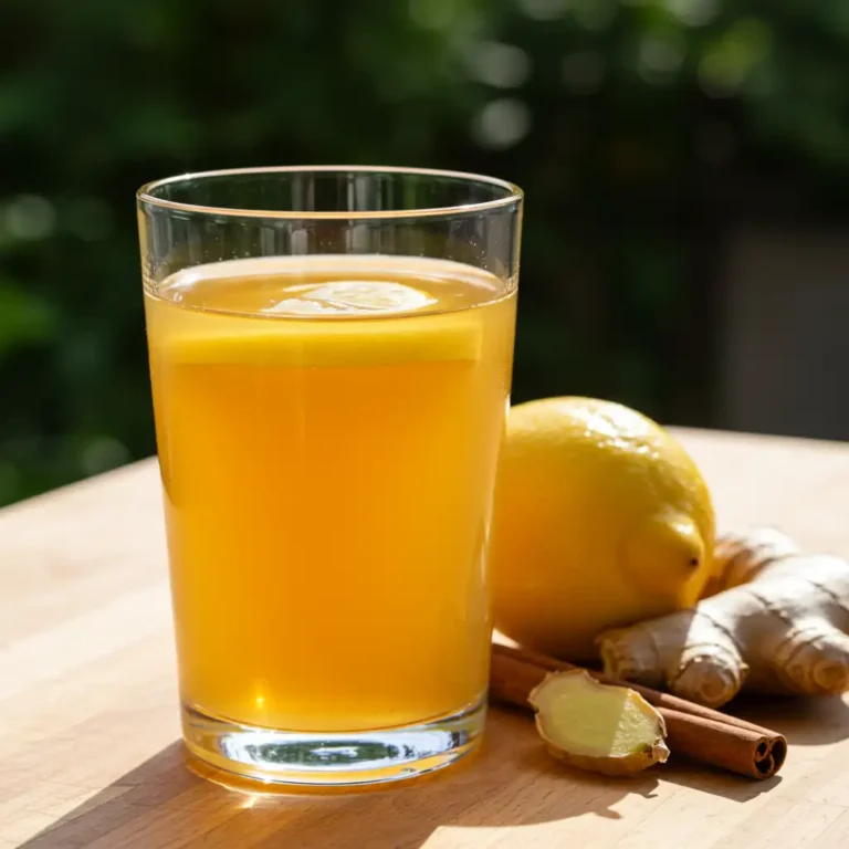What is natural mounjaro recipe with 4 ingredients - glass of golden weight loss drink made with apple cider vinegar, lemon juice, cinnamon, and fresh ginger