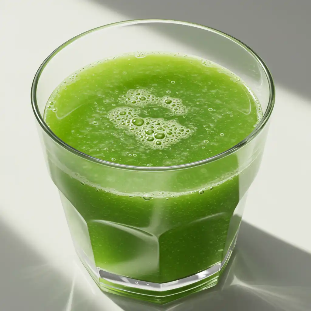 Pure green watermelon juice served outdoors with summer picnic setting and fresh fruit garnishes